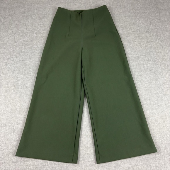 Joie Pants - Joie Womens Size 2 Olive Green Wide Leg Crepe High Rise Dress Pants Trousers